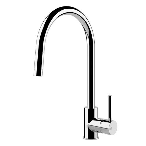 Gessi Neutron Single Side Lever Mixer Tap with C Spout and Pull out Spout Chrome