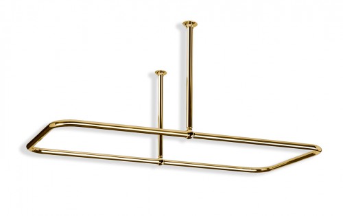 Large Rectangular Shower Curtain Rail Centre Fixings in Polished Brass