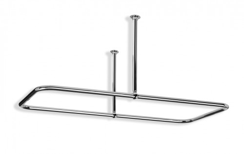 Large Rectangular Shower Curtain Rail Centre Fixings in Polished Nickel