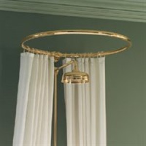 Circular Shower Curtain Rail wall fixing in polished brass/Gold Colour