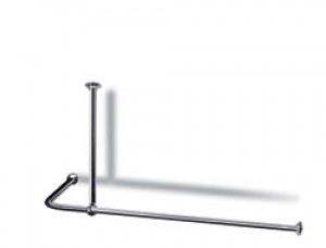 L Shaped Shower Curtain Rail with Ceiling Fixing in Nickel Plated Brass