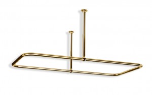 Rectangular Shower Curtain Rail Centre Fixings in Polished Brass