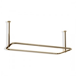 Rectangular Shower Curtain Rail End Fixings in Polished Brass