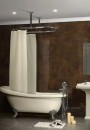 Oval Shower Curtain Rail with Ceiling Fixing Antique Gold Plated Brass