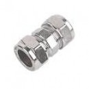 Straight Compression Coupling in Chrome. To fit 15mm plumbing.