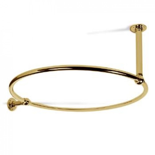 Circular Shower Curtain Rail 1000mm Wall and Ceiling Fixing in Polished Brass