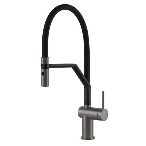 Gessi Mesh Semi Pro Mixer Detachable Spray Brushed Nickel Black Metal