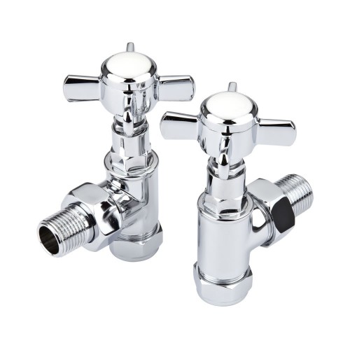 Traditional Angled Radiator Valves in Chrome Plated Brass