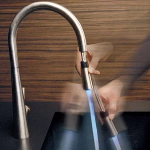 Gessi Just Mixer Tap with pull out spray and LED lights Chrome