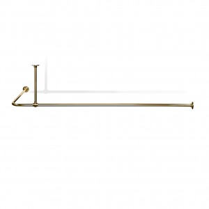 L Shaped Shower Curtain Rail with Ceiling fixing in Polished Brass