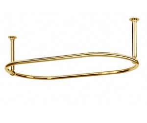 Oval Shower Curtain Rail End Ceiling Fixing in Brushed Brass