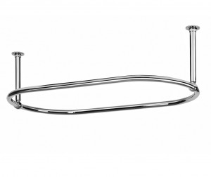 Oval Shower Curtain Rail with 2 End Ceiling Fixings in High Quality Chrome Plated Brass
